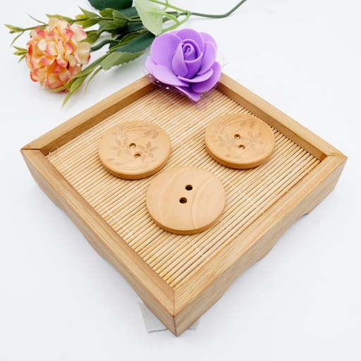 [WB07954 LIGHT BROWN] Wood Button In Cut-Out Motif Of Flowers