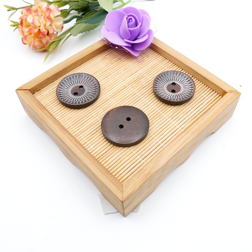 [WB05648 DARK BROWN] Sunflower Design Wood Button