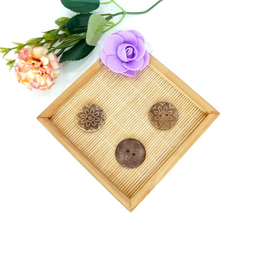 [CB07840 BROWN BEIGE] Star Laser Engraved Coconut Button