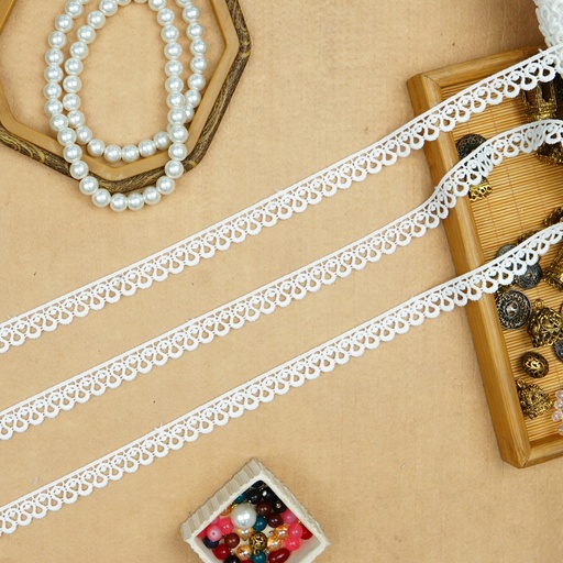 [AL863/A1815 WHITE] One Side Border Shuttle Lace
