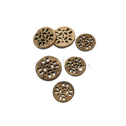 Pierced Holes Carved Design Coconut Button