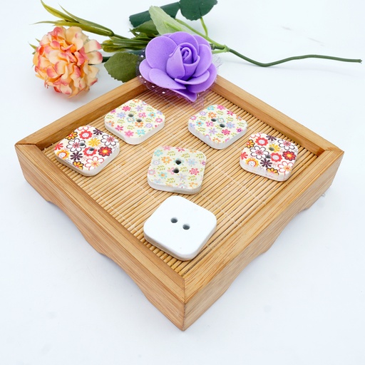[WBPS38] Multicolour Printed Square Wood Button