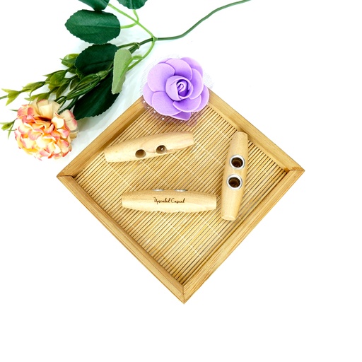 [WTB14 55mm Natural Brown] Metal Hole Wooden Toggle Button