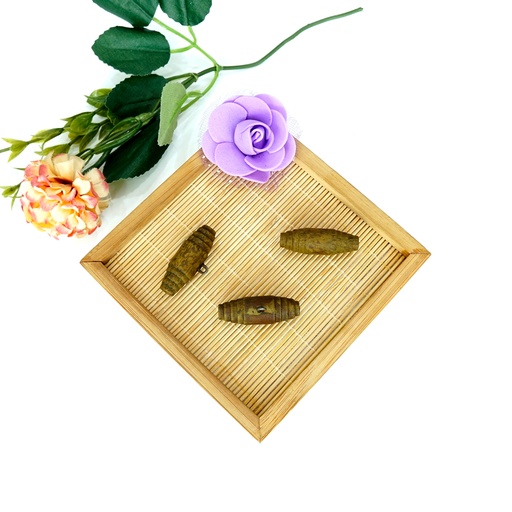 [WTB05 33mm Antique Oak] Carved Circles Vintage Wood Button