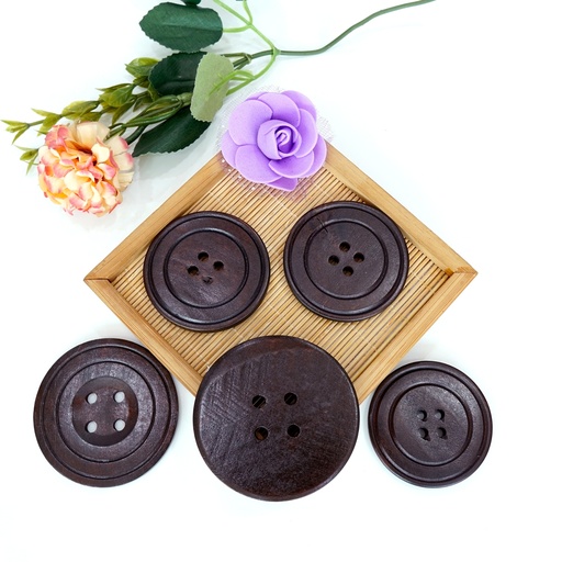 Double Line Engrave Wooden Button