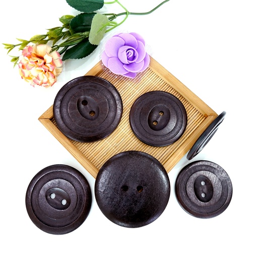 Circle Engrave 2 Hole Wooden Button