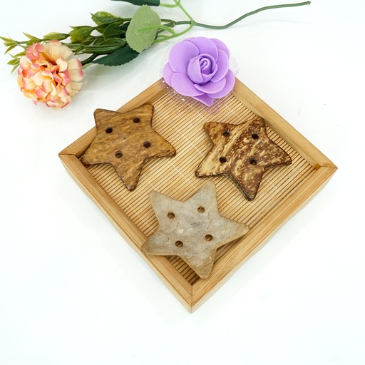 [CX157 53mm Beige] Star Shape 4 Hole Coconut Button