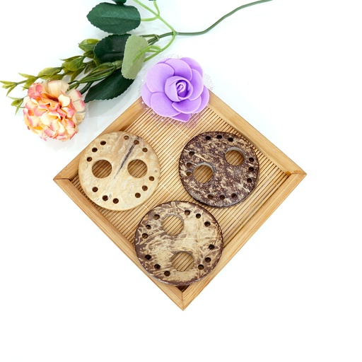 [CX164 50mm Beige] Pierced Around The Edge Coconut Button
