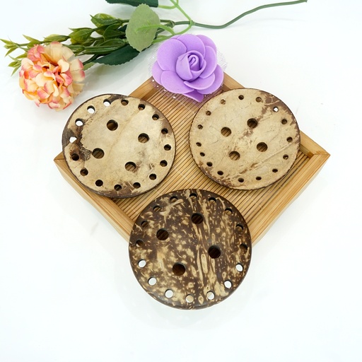 [CX166 62mm Beige] Pierced Around The Edge Coconut Button