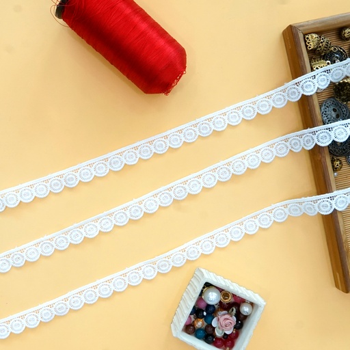 [ALN438 WHITE] One Side Border Shuttle Lace