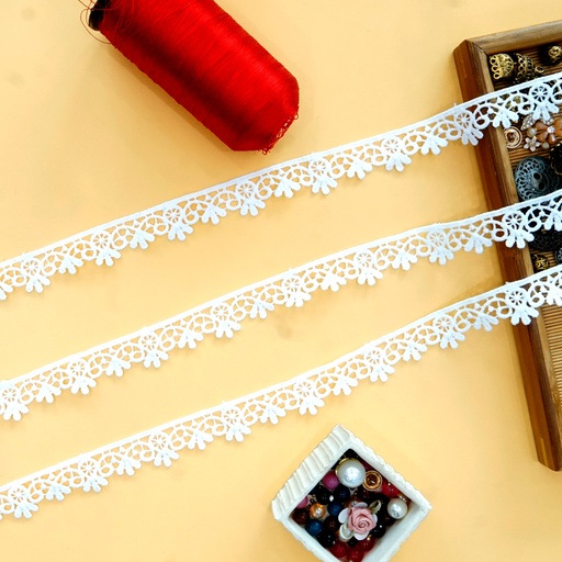 [ALN443 WHITE] One Side Border Shuttle Lace