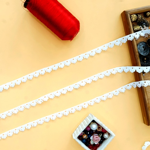 [ALN448 WHITE] One Side Border Shuttle Lace