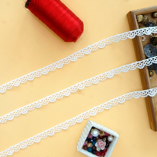 [ALN449 WHITE] One Side Border Shuttle Lace
