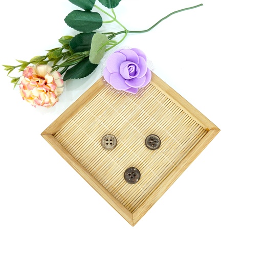 [CX169 22L BEIGE] Flower Engrave 4 Hole Coconut Button