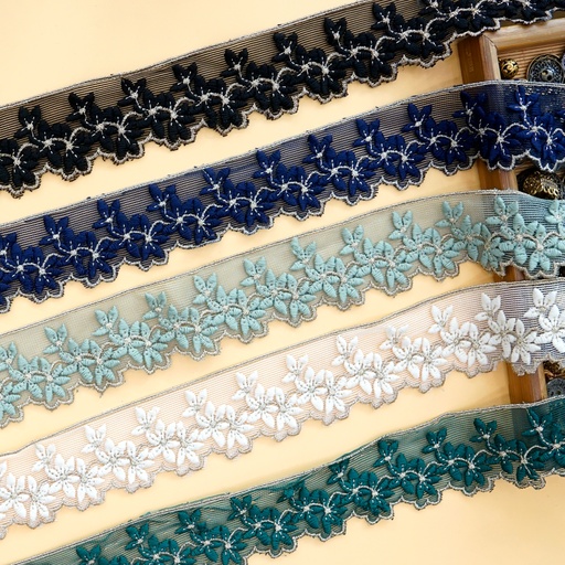 Metallic Yarn, Net, Shuttle Lace In Color
