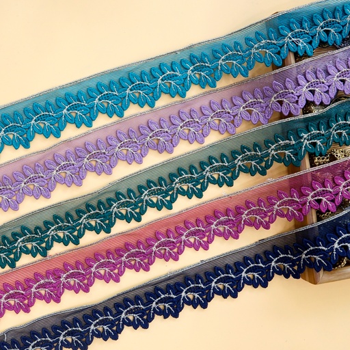 Metallic Yarn, Net, Shuttle Lace In Color
