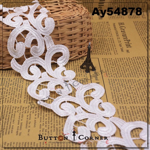 [AY54878-8 WHITE] Applique Shuttle Lace