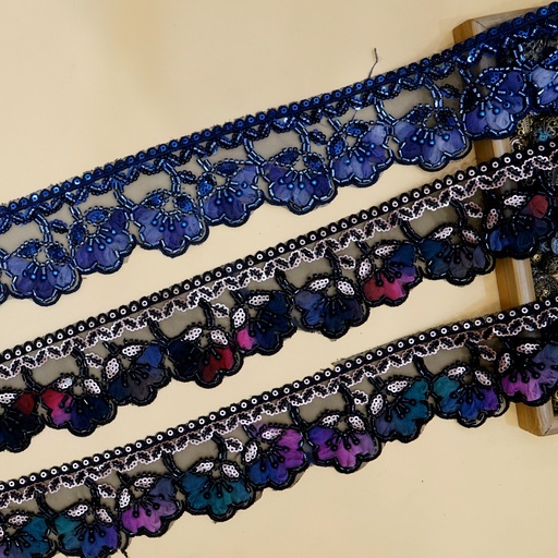 Fancy Glass Beads Sequence Lace