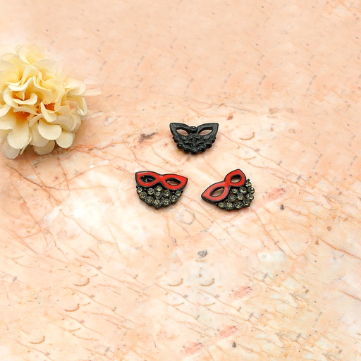 [FAR9445 RED BLACK] Masquerade Mask With Stones Pendant