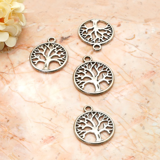 [FAR44 SILVER] Antique Tibetan Double Sized tree pendant