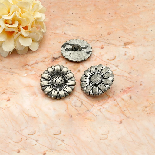 [MBW105 ANTIQUE SILVER] Morning Flower Metal Shank Button