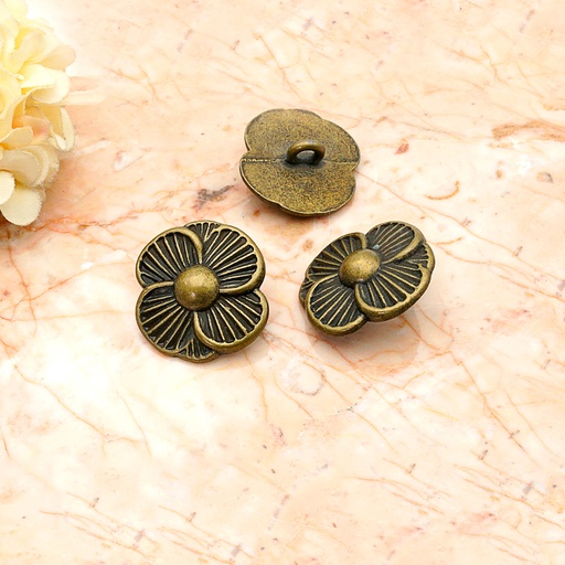 [MBW102 ANTIQUE BRASS] Vintage Design Floral Shank Button