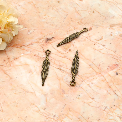 [FA85-3 ANTIQUE BRASS] Metal Mini Feather Pendant