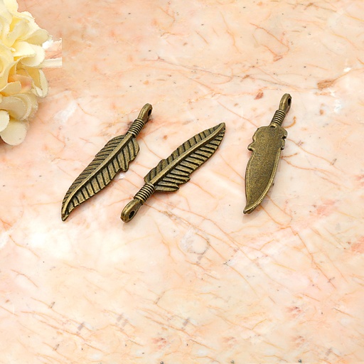 [FA247 ANTIQUE BRASS] Metal Feather Pendant