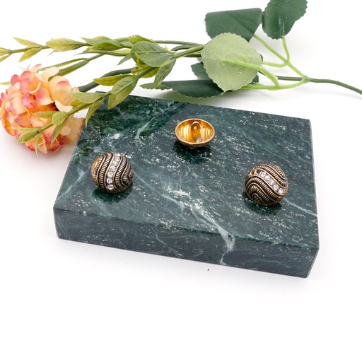 [MBT320 BLACK GOLD] Black Rhinestone Cross Shank Button