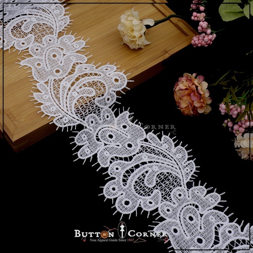 [AY17388-8-WHITE] Shuttle Applique Lace