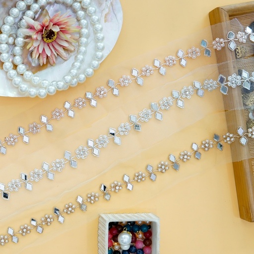Fancy Pearl Mirror Gota Lace