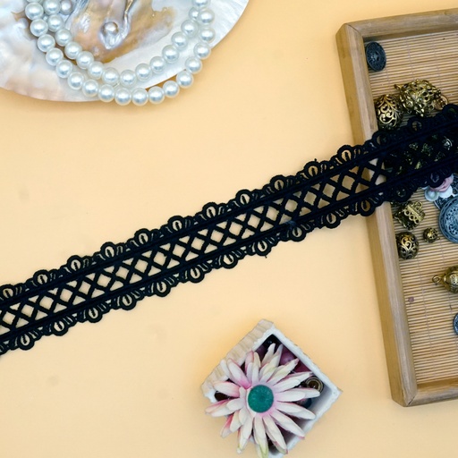 [ALN50 BLACK] Double Side Border Shuttle Lace