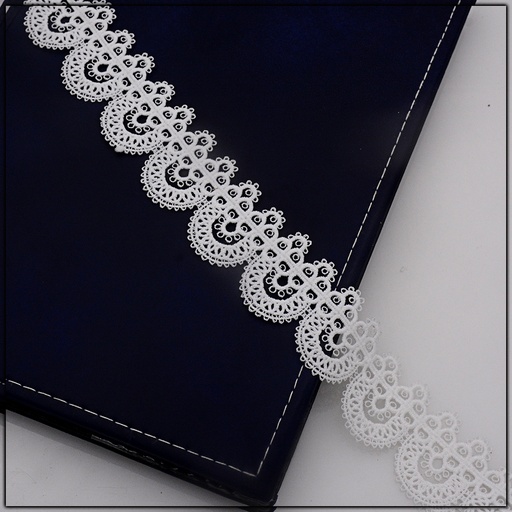 [AL785-WHITE] One Side Border Shuttle Lace
