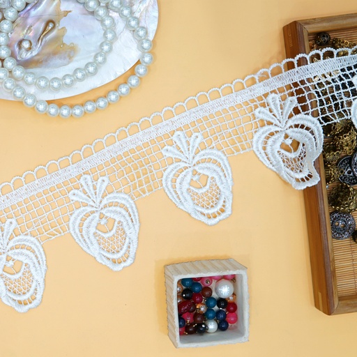 [SHTL339 WHITE] One Side Border Shuttle Lace