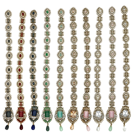 Gold Base Fancy Kundan Button Patti