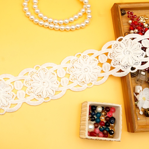 [AF773501 WHITE] Double Side Border Shuttle Lace