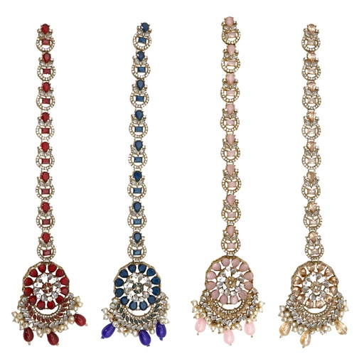 Gold Base Fancy Kundan Button Patti