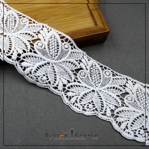 [IF90 WHITE] One Side Border Shuttle Lace