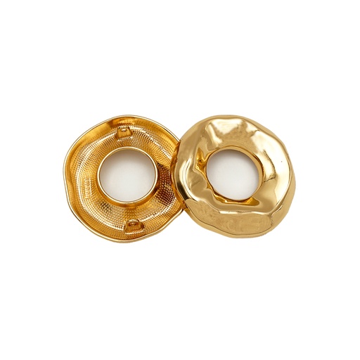 [61559 BLACK TEA GOLD] Gold Dipped Warped Donut Hoop Button
