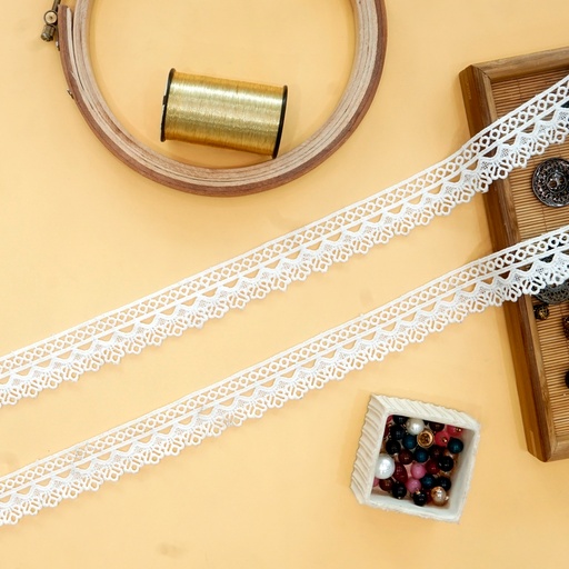 [MYB892 WHITE] One Side Border Shuttle Lace