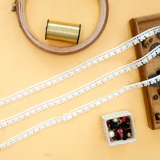 [MYB897 WHITE] One Side Border Shuttle Lace