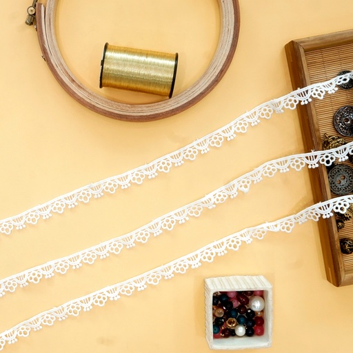 [MYB901 WHITE] One Side Border Shuttle Lace