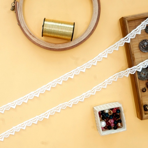 [MYB902 WHITE] One Side Border Shuttle Lace