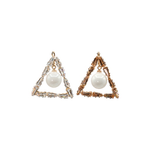 Crystal Button With Centre Hanging Pearl