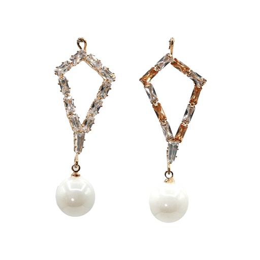 Jhumki Style Hanging Pearl Crystal Button