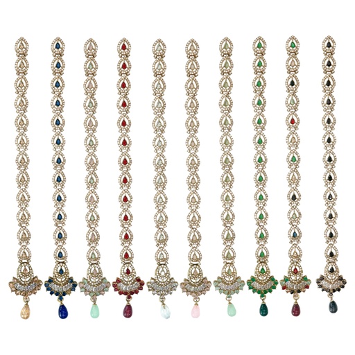 Gold Base Fancy Kundan Button Patti