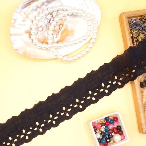 [CL135 BLACK] One Side Border Cotton Lace