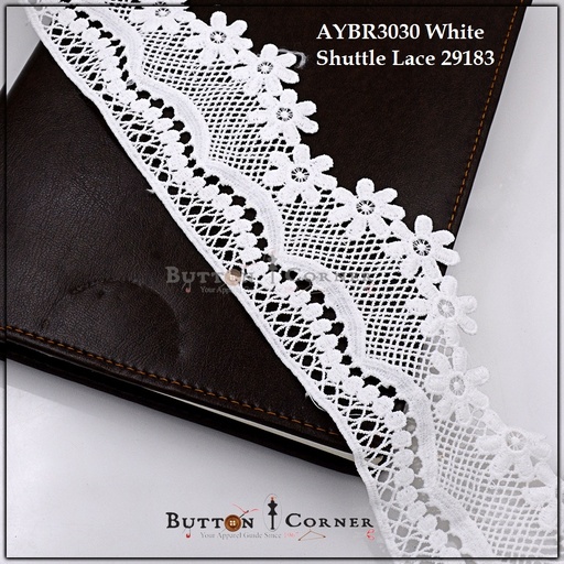 [AYBR3030-WHITE] One Side Border Shuttle Lace