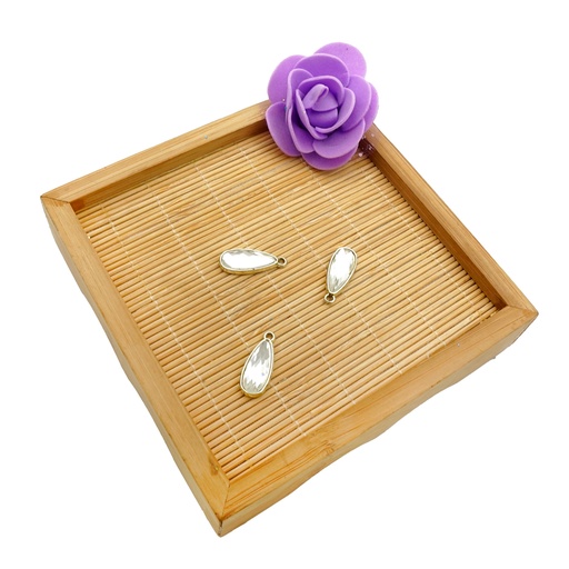[FAR39 LIGHT GOLD] Flat Base Drop Shape Crystal Button