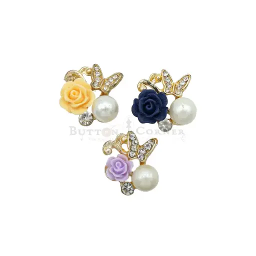 Rhinstone Butterfly Flower Pendant